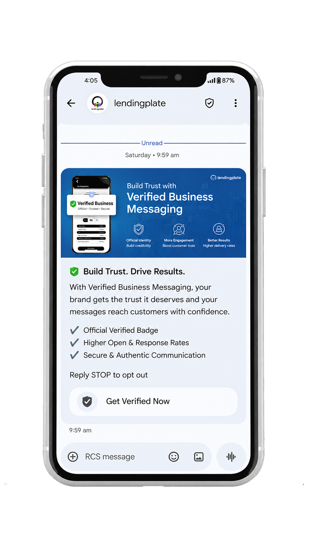 Branded RCS chat on a phone