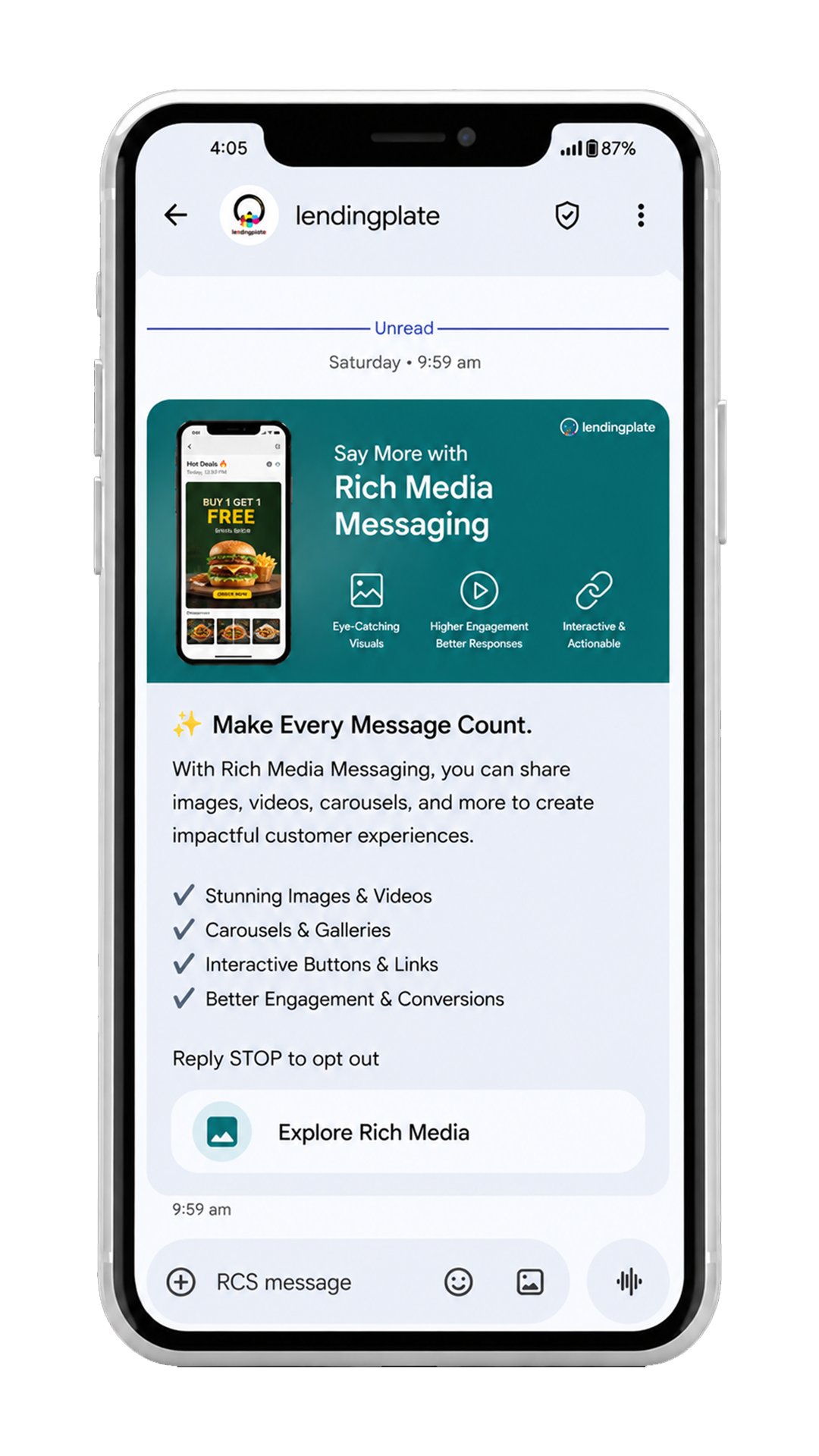 Branded RCS chat on a phone