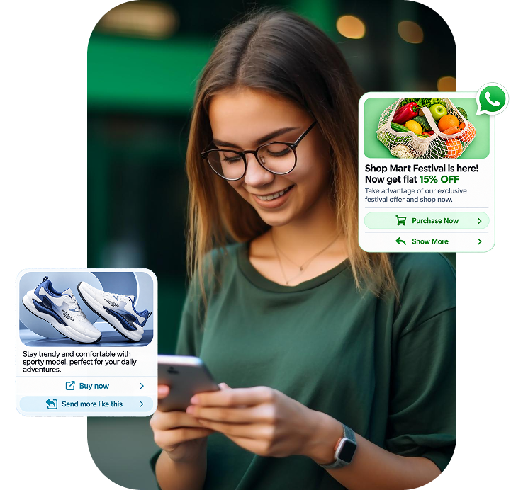 WhatsApp Business dashboard and order chat view